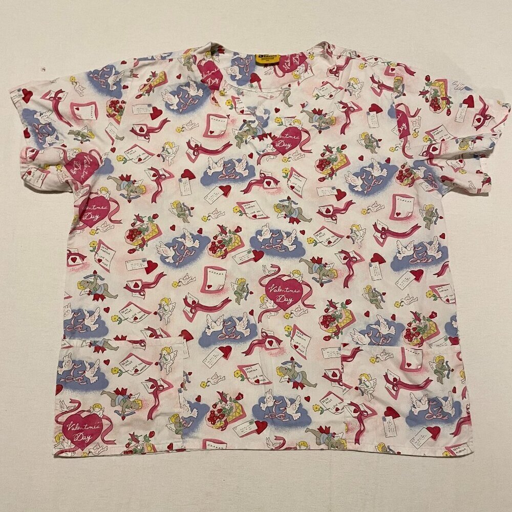 Scrubs Station Valentines Day Womens Size 2XL Scrub Shirt Top